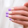 KISS Acrylic French False Nails Kit, Long Square Shape Design Nail, Purple Color French Tip Nails, Ready to Wear Gel & Manicure Stick included, Long-Lasting Convenient & Easy to Apply
