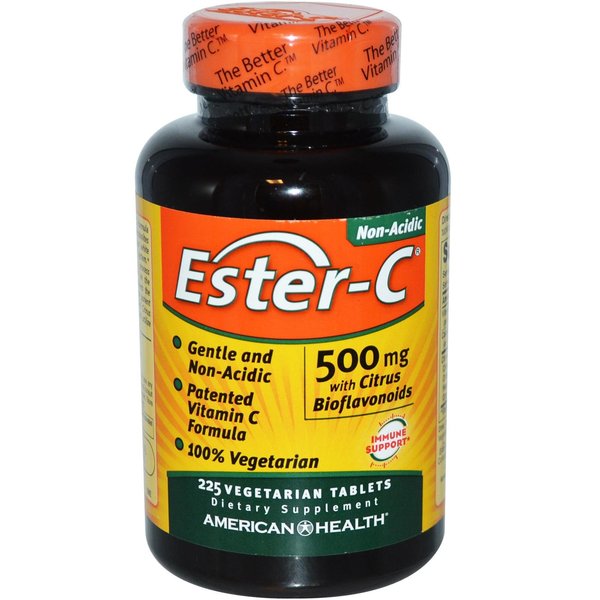 Ester-C with Citrus Bioflavonoids - Non-Acidic Form of Vitamin C - 500 MG (225 Vegetarian Tablets)