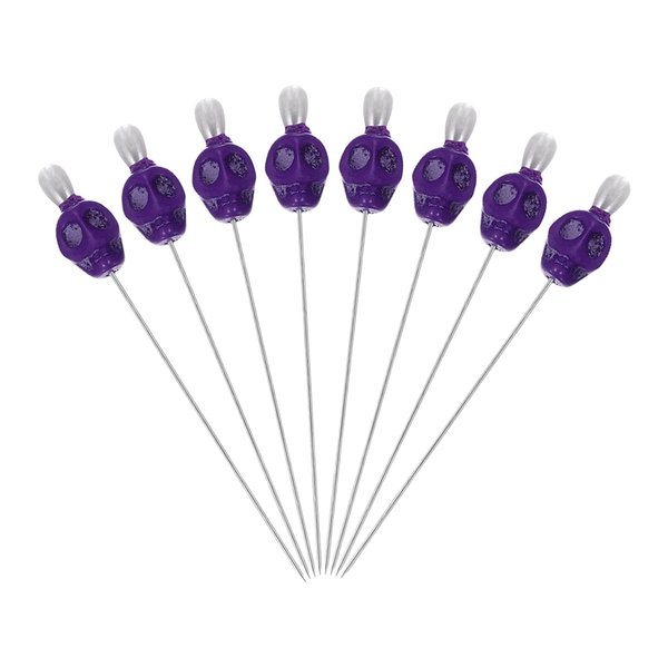 PATIKIL 3" Skull Sewing Pins, 8Pcs Steel Straight Pins with Skull Head for Fabric DIY Decoration Crafting Quilting Sewing Supplies, Purple