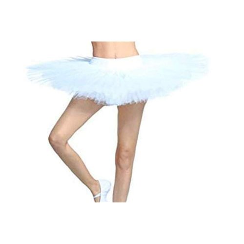 WENDYWU Women Professional Swan Ballet Tutu Dress Hard Organdy Platter Performance Leotard Skirt (L, White)
