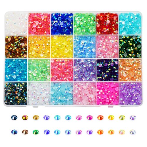 Liiouer 4mm Clear Rainbow Rhinestones, Crystal Bling Colorful Rhinestones for Crafts, Non-Hotfix Flatback Resin Colored Jelly Rhinestones for Tumblers, Clothes, Shoes, Nail Art Decoration (14000pcs)…