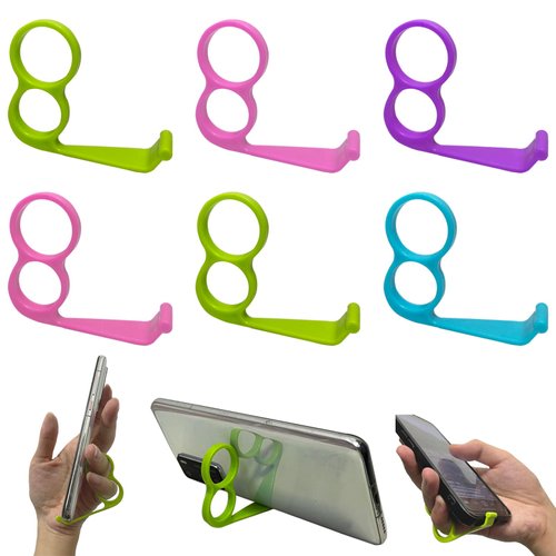 SZSUYAD Finger Phone Holder, fits All Phones, Reduces Finger Strain, Versatile for Hands or Desk, Adjustable, Pack of 6 with Multiple Colors