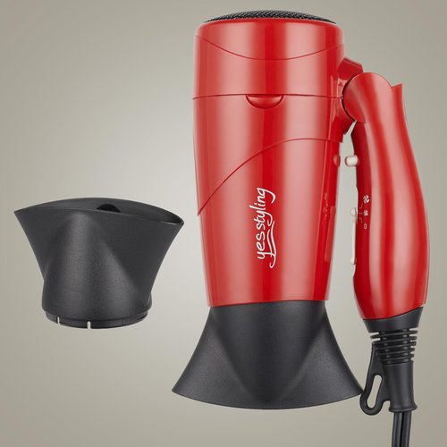 Travel Compact Hair Dryer, 1875W Lightweight Blow Dryer with Detachable Handle, 1 Nozzle, 2 Heat Settings, 2 Speed Slide Switch, Cool Shot Button, Fast Drying for Family, Student (Red)