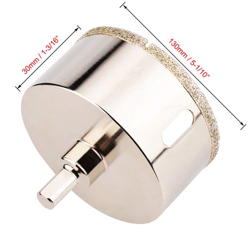 5-1/10"(130mm) Diamond Hole Saw, Glass Hole Saw with Guiding Drill Bit for Glass Ceramic Marble Porcelain Tile Granite Quartz Gemstone