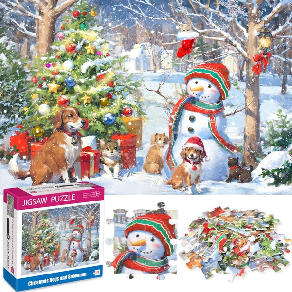 100 Piece Christmas Puzzles for Kids Ages 4-6 4-8 8-10 Christmas Puzzle - Christmas Dogs and Snowman Puzzles for Kids Ages 6-8 Children Educational Puzzles Gifts Christmas Stocking Stuffers