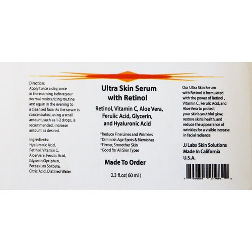 Ultra Skin Serum with Retinol, Vitamin C, Aloe Vera, Ferulic Acid, Glycerin and Hyaluronic Acid (2.3oz)
