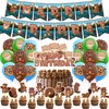 Beaver Party Decorations Beaver Birthday Party Supplies Includes Beaver Birthday Banner Cake Topper Cupcake Toppers Balloons for Birthday Decorations Canada Party Decorations