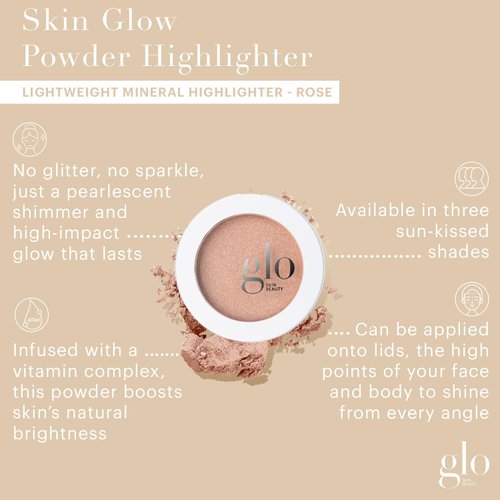 Glo Skin Beauty Skin Glow Powder Highlighter | Clean Mineral Cheek Highlighter | 3 Shimmery Shades, Rosé