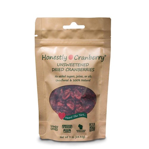 Honestly Cranberry - Unsweetened Dried Cranberries - No Added Sugars, Juices, or Oils - Non-GMO - Wisconsin Grown (1 oz)