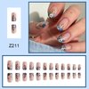 Flower Press on Nail Short Sqaure Fake Nail Blue Flower Deisgn for Acrylic Nail Spring Summer Full Cover Flase Nail Short Sticker on Nail with Glue for Women Girls Nail Art Decoration Supplies -24pcs Press on Nail