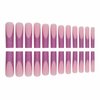 MISUD Press on Nails Extra Long Square Fake Nails Matte Glue on Nails Bling Glitter Acrylic Nails Squoval French Tip Artificial Nails Fuchsia Sparkly Sequins Stick on False Nails with Design 24 pcs