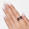 GLAMERMAID Press on Nails Medium Almond, Spring Summer White Ombre French Tip Glue on Gel Nails, 24Pcs Short Stiletto Acrylic False Nails Kit Reusable UV Finish Full Cover Stick on Nail for Women Gift