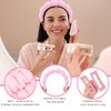 ACO-UINT 6Pcs Pink Spa Headband and Wrist Washbands Set, Skincare Headband Face Wash Headband Makeup Headband, Hair Claw Clip and Powder Puffs for Women and Girls