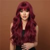 seelaak Long Burgundy Color Straight Human Hair Machine Made Wigs with Bangs 99J None Lace Front Wigs 100% Brazilian Human Hair Wine Red Wig for Women 150% Density (20 Inch)