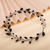Kercisbeauty Vintage Simple Design Black Rhinstones Crystal Beads Headband Handmade Hair Piece for Wedding Brides Women Girls Prom Halloween Costume Jewelry