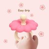 Ginbear Silicone Baby Teether for Girls, BPA Free Food Grade Infant Teething Toys, Soothing Baby Chew Toys, Sensory Teething Pain Relief Pacifier 3 Months + (Set of 2)