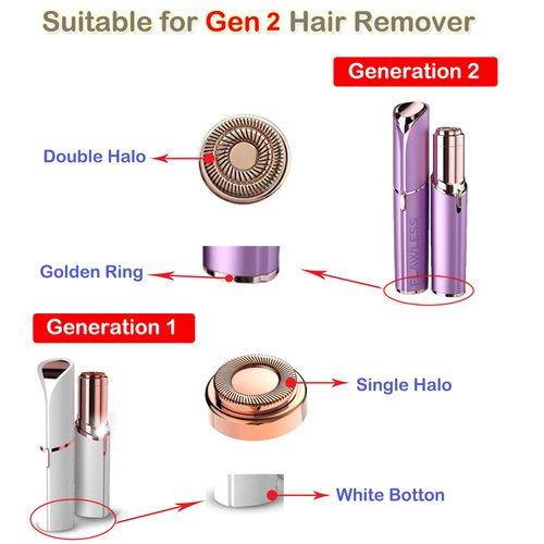 Replacement Heads for Flawless Generation 2, Facial Hair Removal Replacement Heads for Women, Compatible with Finishing Flawless Facial Hair Remover, Double Halo Replacement Heads Gen 2(4 Count)