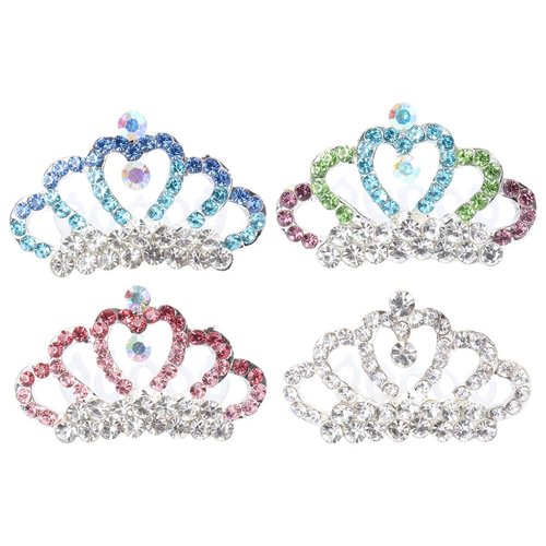 Minkissy 4Pcs Princess Crown Comb Mini Tiara Hair Comb Shiny Rhinestone Tiara for Girls Hair Dectoration