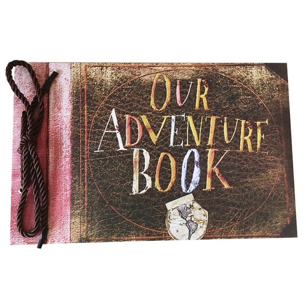 LINKEDWIN Our Adventure Book, Up Scrapbook Album with Movie Themed Postcards, Wedding and Anniversary Photo Album, Memory Keepsake, 11.6 x 7.5 inch, 80 Pages (Light Brown Pages)