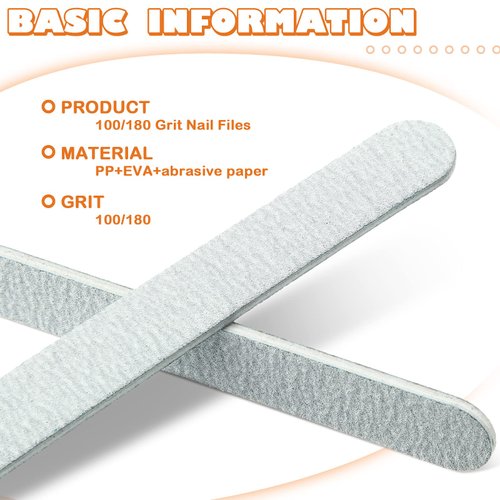 100 Pcs Grit Nail Buffers Files 100/180 Emery Board Double Sided Manicure Pedicure Tool Nail Buffering Files Fingernail Files for Women Men Nails Home Salon Supplies