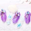 SILPECWEE 8 Boxes Mermaid Nail Pearls Iridescent Circular&Semi Circular Nail Art Pearl 3D Flat Back Pearl Nail Charms Pearls Beads Acrylic Nail Decorations for DIY Nails Accessories