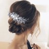 YBSHIN Wedding Hair Comb Silver Flower Pearl Bridal Hair Piece Crystal Bride Hair Accessories for Women and Girls