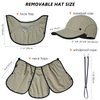 GADIEMKENSD Foldable Fishing Sun Hat with Neck Flap Face Cover UPF 50+ Sun Protection Cool Baseball Cap Adjustment Covering Removable Legion Hat for Fishing Gardening Hiking Work Khaki