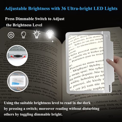 NZQXJXZ Magnifying Glass with Light, 36 Adjustable LED Lights Magnifying Glasses for Reading，Provide Full-Page Viewing Area for Close Work, Low Vision Person and Seniors