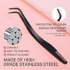 Vznffur Lash Applicator Tool with Comb, Curved Eyelash Tweezers for Lashes Precision Placement and Application, Stainless Steel Eyelash Tool for DIY Eyelash Extensions, Individual Cluster lashes