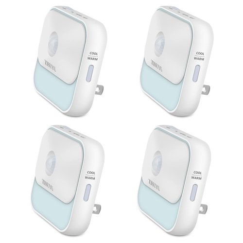ZISUYU Motion Sensor Night Light Plug in with 3 Modes,Dual Colors,Dimmable,UL-Certified,Dusk to Dawn Sensor Nightlight Plug into Wall Ideal for Home Bathroom Kitchen Hallway Stair Toilet 4 Pack