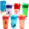 CUPLOOV 6pcs Christmas Color Changing Hot Cups with Lids, Plastic Reusable Hot Coffee Cups for Adults Kid Winter Christmas Holiday Birthday Party Cups Tumblers, 16 Oz