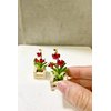 ablossom, Mini Red Orchid in Potting Basket Wood 1:12 Succulent Artificial Flower Clay Plant for Decoration Dollhouse Set of 2 Pieces.