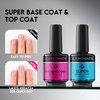Gel Polish Base Top Coat: 2 Pcs Quick Dry Gel Nail Polish Base and Top Coat Clear Long Lasting U V Light Gel Nail Polish Base and Top Coat Set
