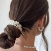 Bartosi Pearl Hair Ties White Elastic Hair Scrunchies Rhinestone Ponytail Holder Beaded Hair Ropes Non Slip Hair Bands Hair Accessories for Women and Girls (Pack of 3)