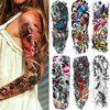Fake Fish Sleeve Tattoo Stickers 6-Sheet Full Arm Fish Flower Temporary Tattoos Sleeves for Adult Kids Women Makeup