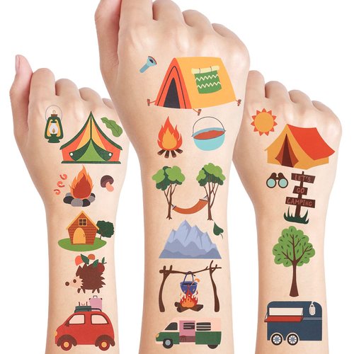 24 Sheets Camping Tattoos, Birthday Decorations Camper Camping Party Favors
