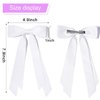 2PCS Silky Satin Hair Bows Ribbon Hair Clips, Fall Alligator Hair Pins, Ponytail Holder Accessories Sides Metal Hair Bow Barrettes Hair Accessories for Women Girls Kids (Black+White)