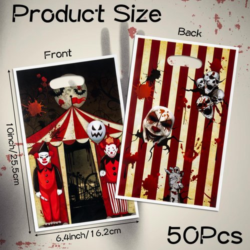 Halloween Party Favor Bags - 50Pcs Halloween Circus Party Gift Bags Carnival Party Treat Bags Carnival Circus Goody Candy Bags Halloween Theme Party Decorations for Halloween Carnival Party Supplies
