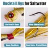OROOTL Bucktail Jigs Saltwater Hair Jigs, 5pcs Bucktail Fishing Lures Surf Fishing Jigs Bucktail Hair Jigs for Bass Striper Flounder Snook Bluefish Halibut Redfish Fishing 1/4oz-2oz