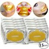 KlsyChry 24K Gold Bio Collagen Crystal Lip Mask Gel Pads for Remove Lines, Moisturizing, Anti-Wrinkle, Anti-Aging, Nourishing & Hydrating Lip Mask Sheet Patches (15Pcs/Set)