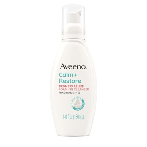 Aveeno Calm + Restore Redness Relief Foaming Cleanser, Daily Facial Cleanser With Calming Feverfe...