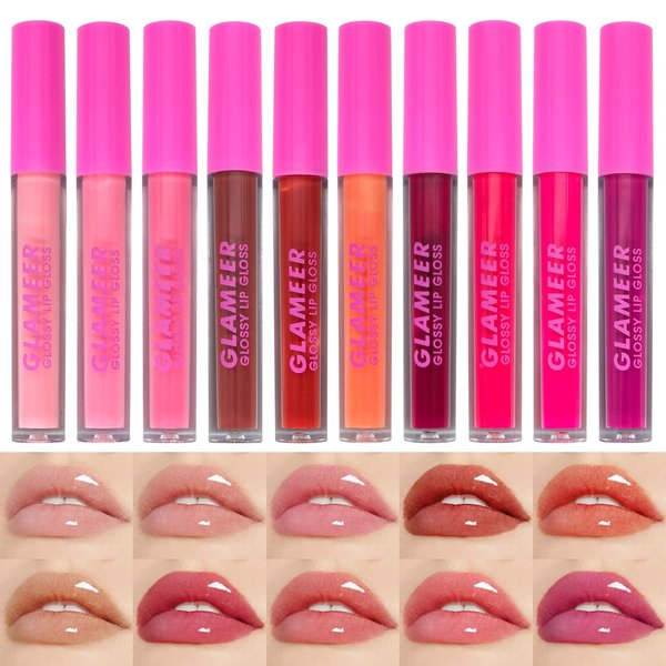 GLAMEER Lipstick, 10 Colors Liquid Matte Lipstick Set,Waterproof Long Lasting Matte Lipstick, Professional Bright-Colored Lipstick(Red, B)