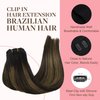GOO GOO Clip in Hair Extensions Real Human Hair, 22inch 120g 7Pcs, 1B/6/1B Balayage Natural Black to Chestnut Brown, Remy Human Hair Extensions Clip ins for Women, Natural Human Hair