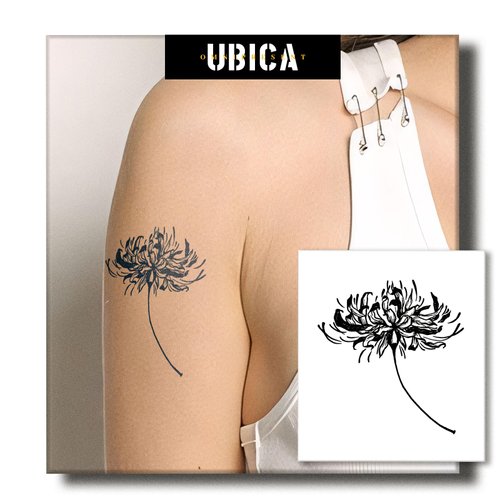 UBICA Temporary Tattoos Adult, 2 Sheets Fake Tattoos, Realistic And Long-Lasting Non-Reflective, Waterproof For 1-2 Weeks, Flower Tattoo 3.5x4in