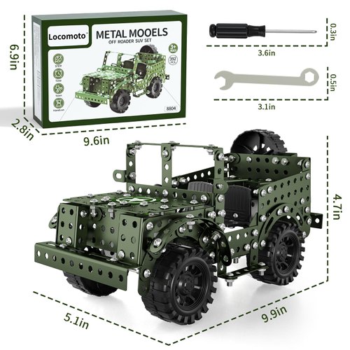 Metal Model Car Kits - 392 Pcs Erector Set Toys for Ages 8-13, STEM Projects for Kids Ages 8-12 14 and Up, Assembly Educational Building Toys, Birthday Gifts for 15 16 Year Old Boys Girls and Adults