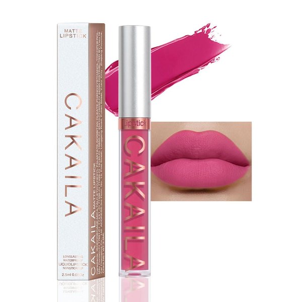 CAKAILA Pink Matte Long Lasting Liquid Lipstick Lip Gloss Set,labiales metalicos Matte Nude matt Lipstick Long Lasting Waterproof llabiales mate 24 horas originales matte larga duracion 24