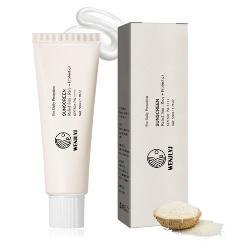 Rice Face Sunscreen SPF 50+ PA++++ Lotion,Water Resistant Sun Screen Cream,Lightweight Sunblock for Active Use & Sports