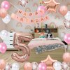 5th Birthday Decorations Rose Gold for Girls, 5th Birthday Banner Balloon for Girls, Number 5 Birthday Star Foil Balloons Latex Confetti Balloons for Girls Her 5 Years Old Birthday Supplies (5th)