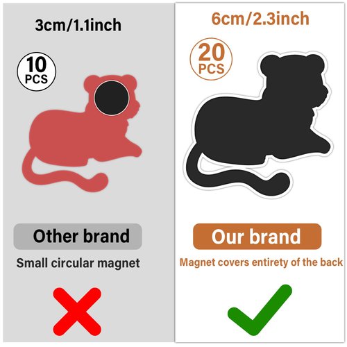 20PCS Fridge Magnets for Kids Animals Refrigerator Magnets for Toddlers 1-3 Rubber Fridge Magnets Baby Educational Magnetic Children Gift Learning Toy Safe Full Back Magnets for Kids Whiteboard