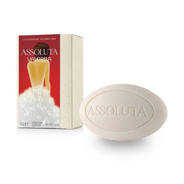 Valobra Bar Soap Assoluta, Soap Bar with Shea Butter, Geranium, Rose & Patchouli, 4.6oz/130g